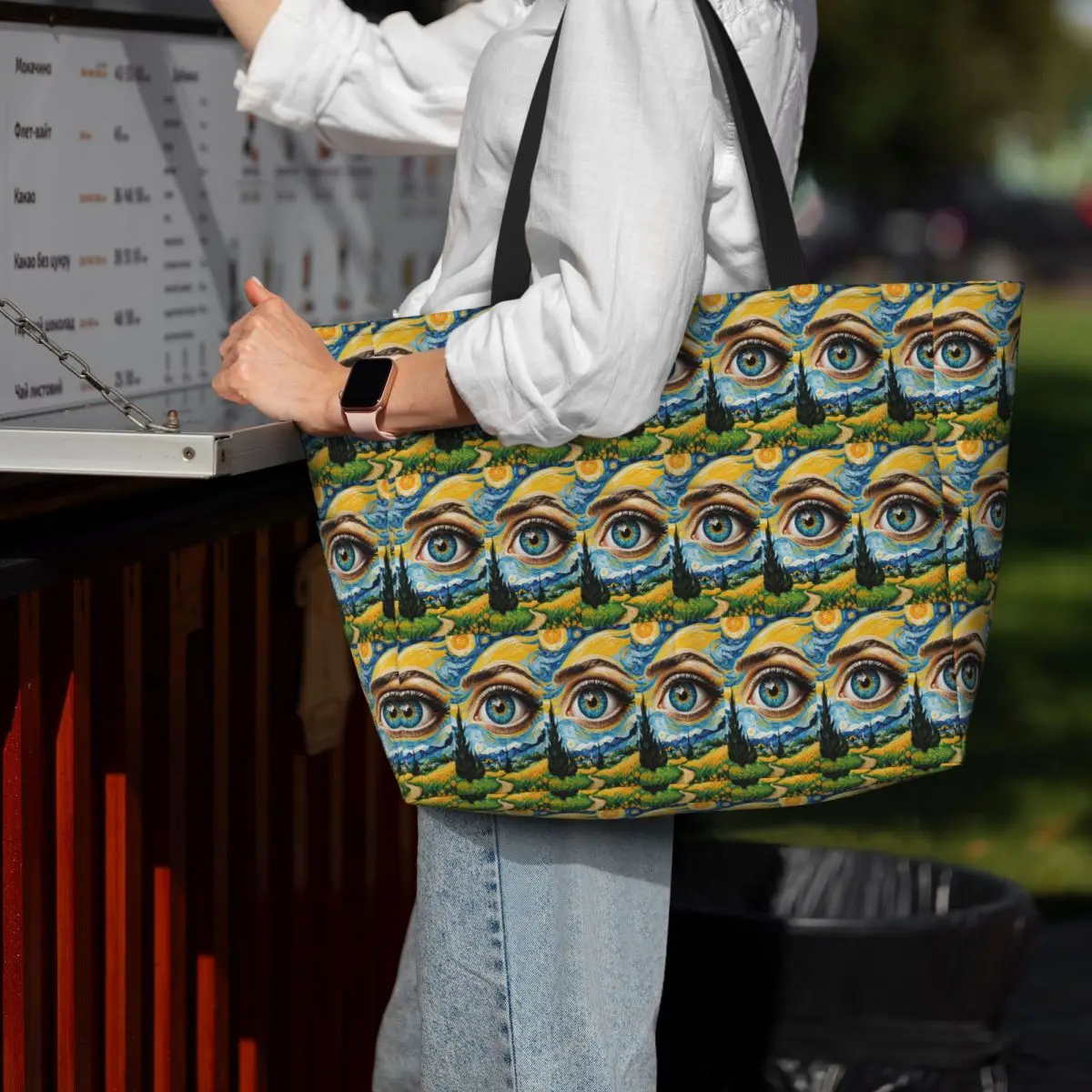

The Starry Night By Vincent Van Gogh Beach Tote Bag Sport Gym Yoga Duffle Large Tote Bag Women Travel Bag Fitness bag