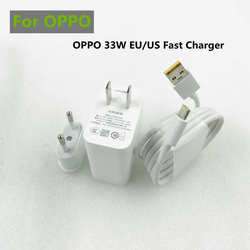 33W Supervooc Charger Fast Charging Adapter Type C Cable For OPPO Find X5 X3 X2 Pro Reno 8 7 Ace 2 R17 K9 Pro Realme X50 X50m GT