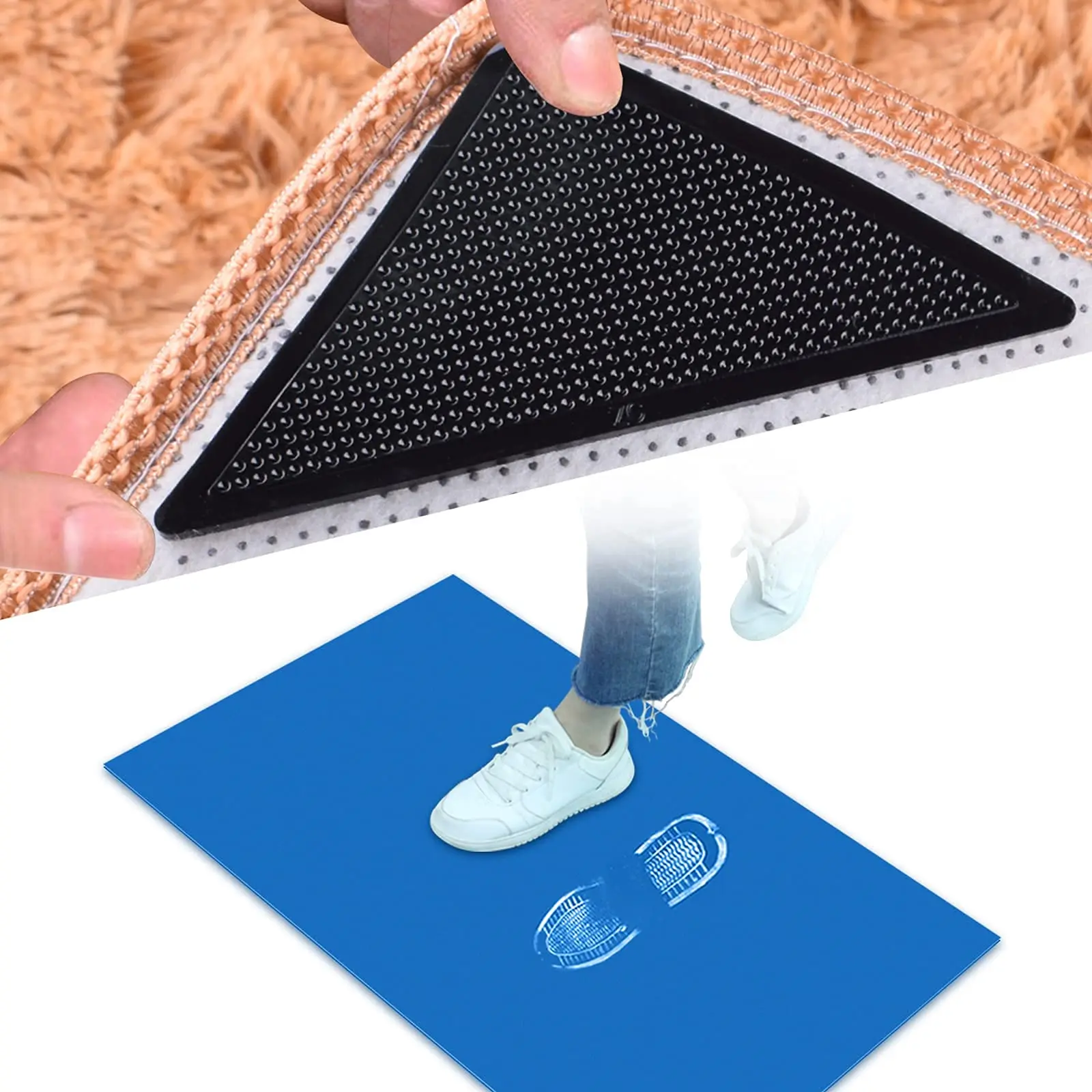 Anti Skid Rug Carpet Self-adhesive Mat Home Grip Floor Small Triangular Corner Sticker Pad Reusable Washable Car Perfume Pad