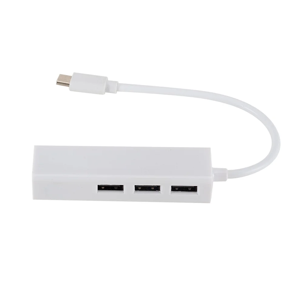 

3 Usb Ports Type-C To Hub Network Adapter 100W Pd 10Gbps Rj45 Ethernet Lan Converter For Laptop Notebook White