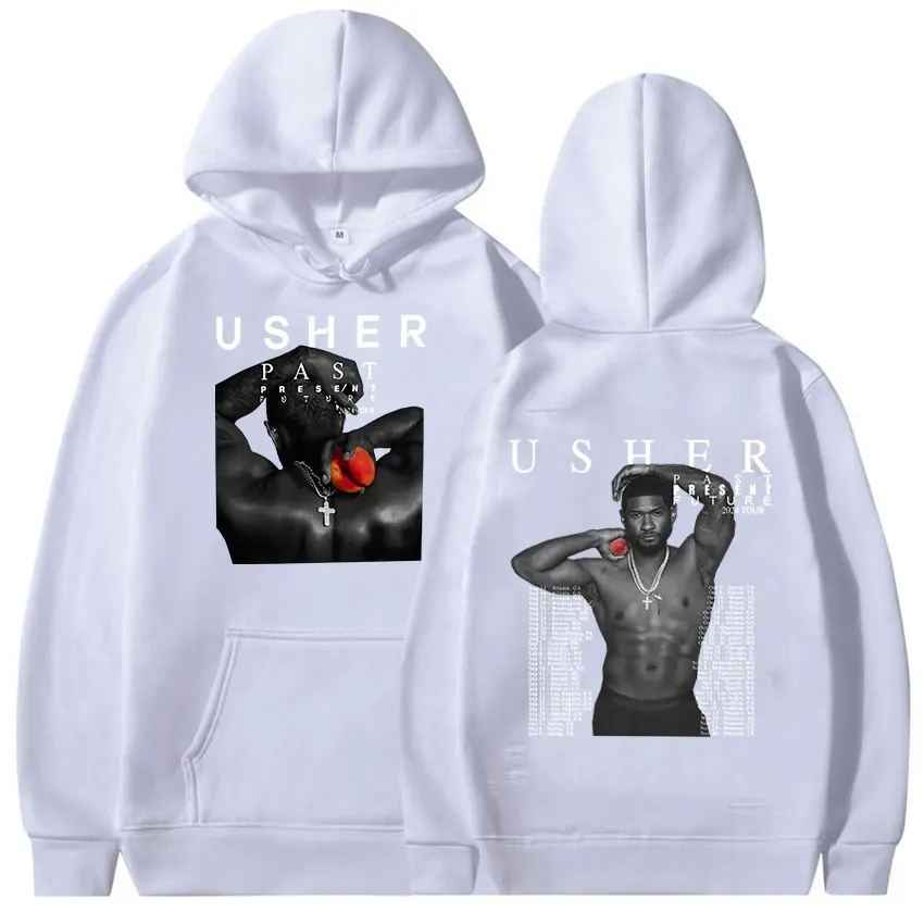 Rapper Usher Past Present Future Tour 2024 New Album Hoodie Men's Retro Fashion Clothing Oversized Sweatshirts Hip Hop Pullover