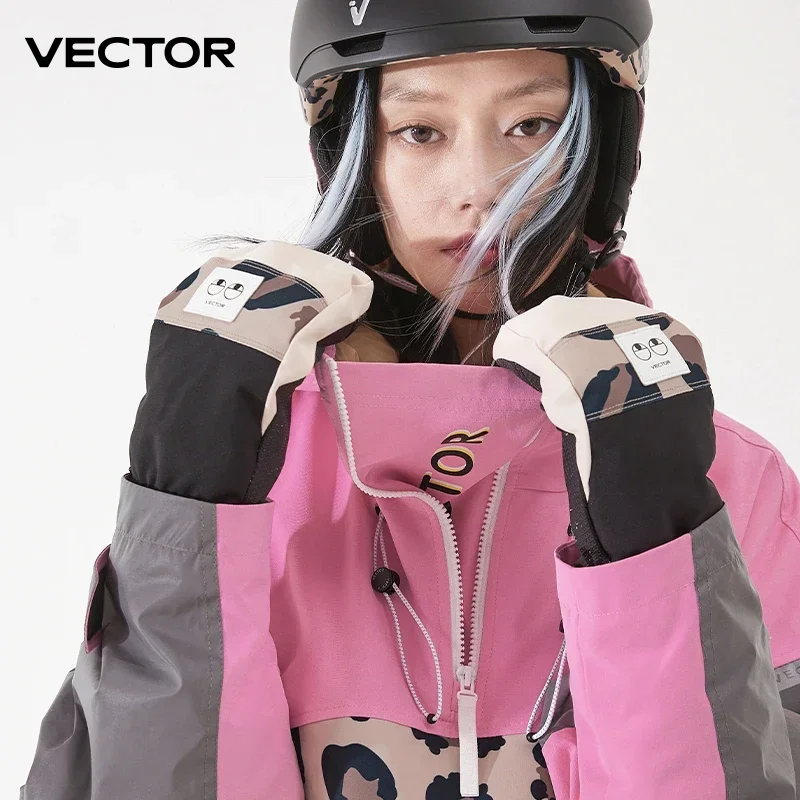 Vector-女性用5本指スキーグローブ、超軽量、厚手、暖かい、フリースミトン、防水、プロフェッショナル、スノーボード、冬