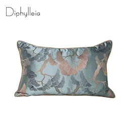 Diphylleia Pine And Cypress Plant Jacquard Luxury Throw Pillow Case Eastern Home Decoration Accent Cushion Covers 30x50cm Teal