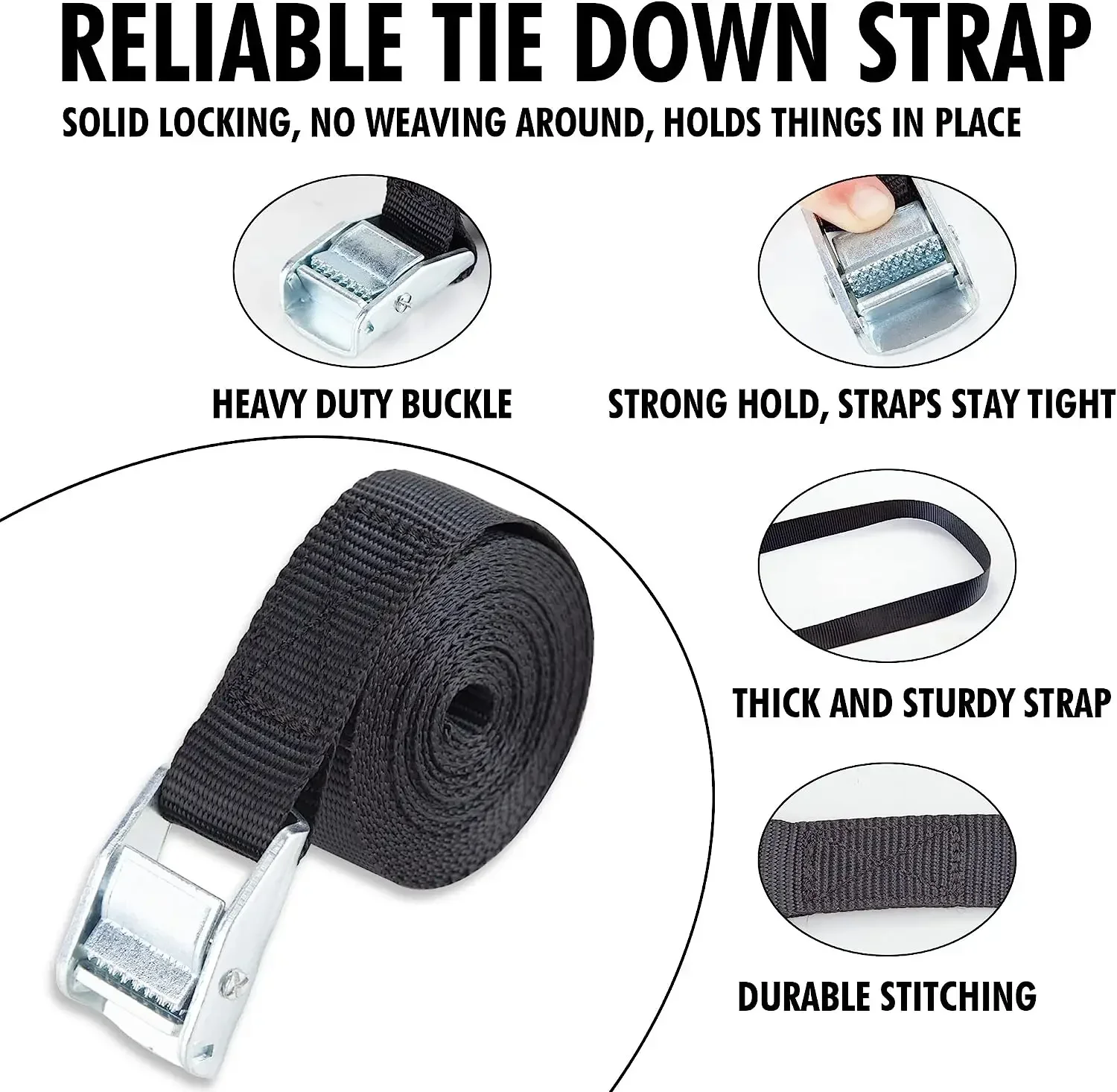 5M Cargo Straps With Buckle Tie-Down Belt for Motorcycle Car Bicycle Metal Tow Rope Strong Ratchet Fixing Belt for Luggage Bag