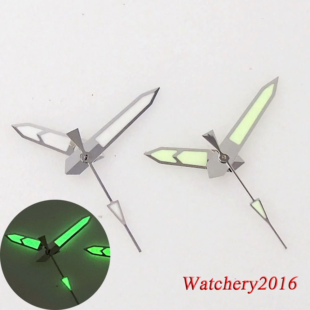 

White Green Watch Hands Fit NH35 NH36 7S26 Green Luminous Mens Watch Part Accessories Hands Set Pointer