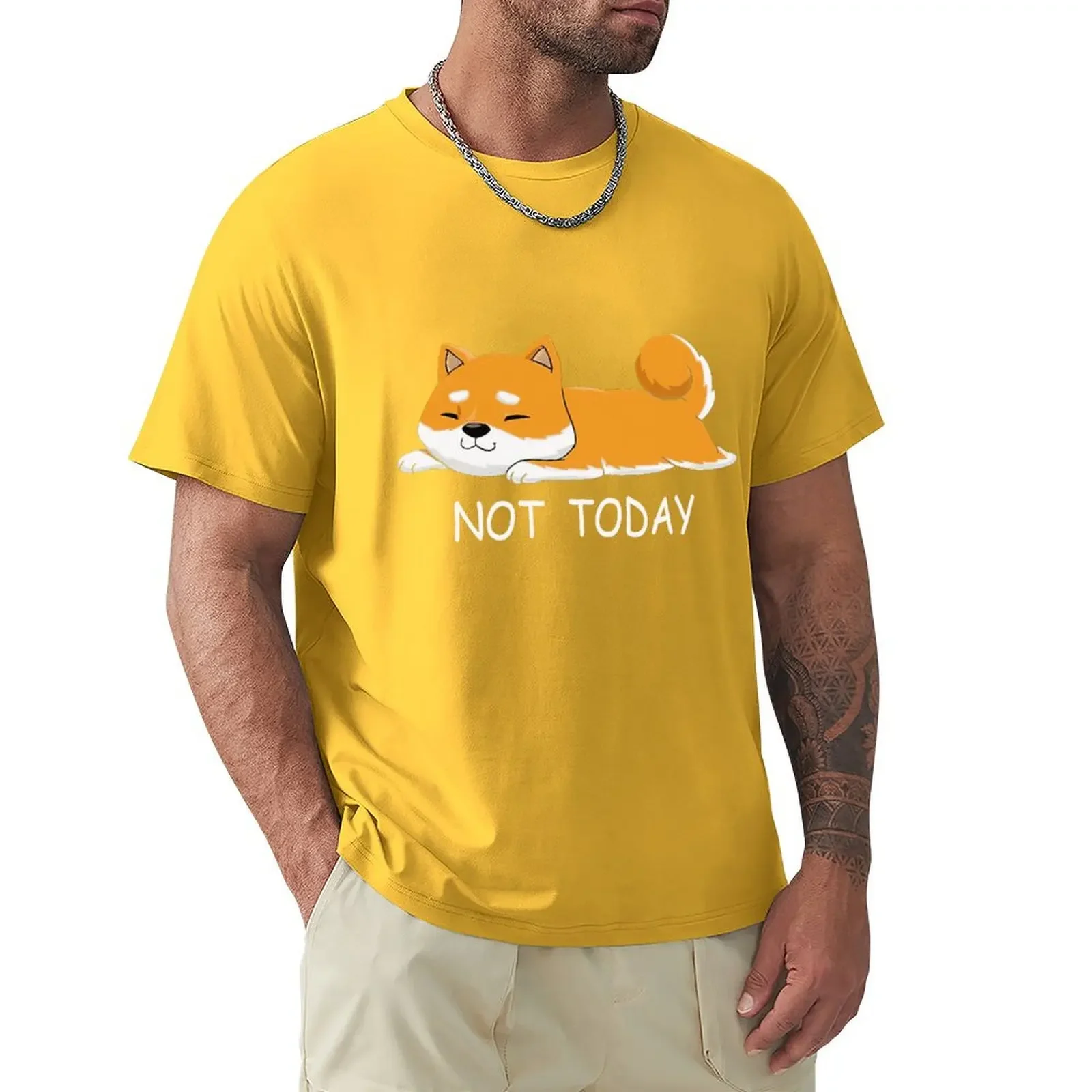 Funny Not Today Shiba Inu TShirts For Mens Short Sleeved Japanese Breed Dog Lover Tshirt Humor Cotton Tee Pet Owner T-shirt Tops