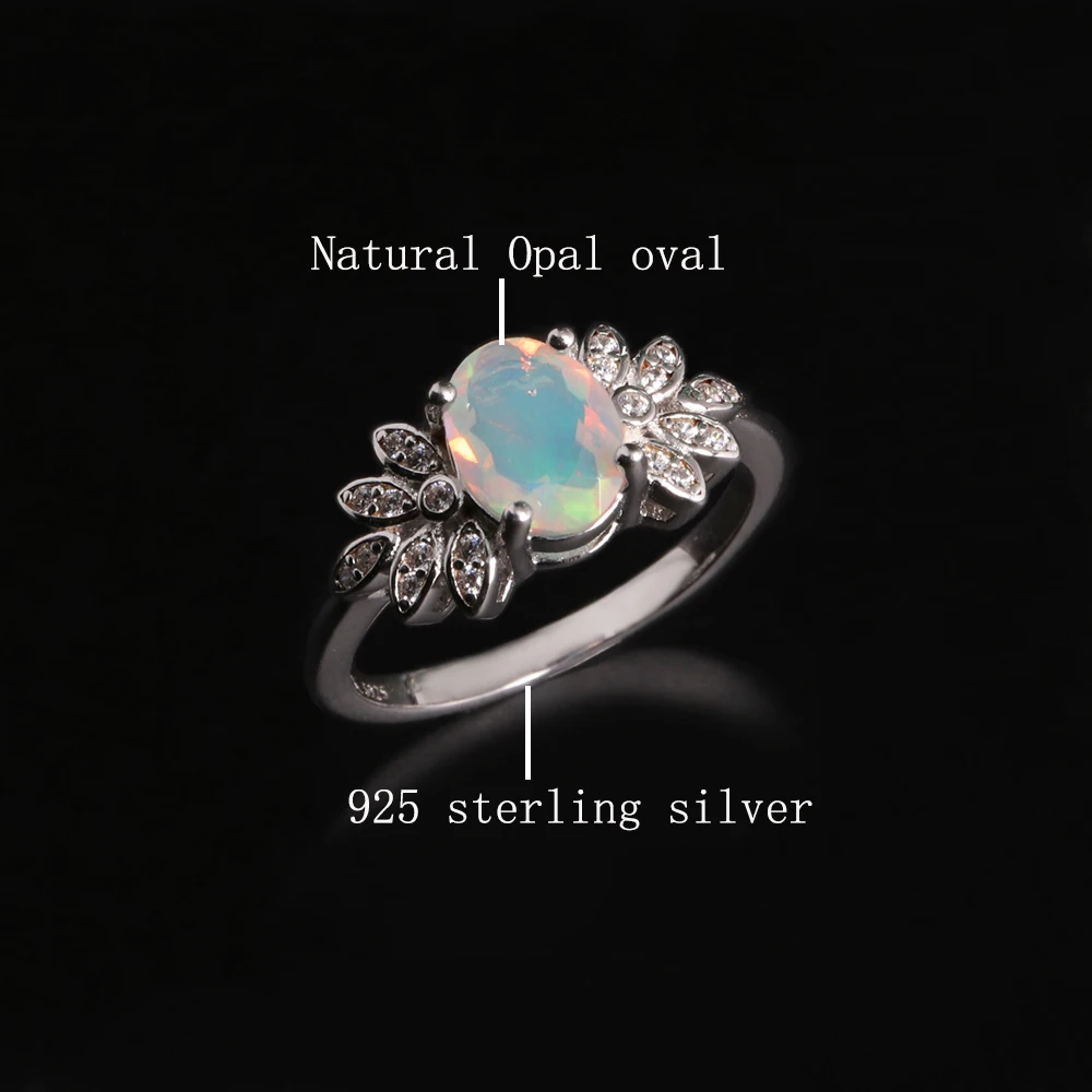 Colorful October Birthstone Natural Opal Ring 925 silver fine jewelry for lady Anniversary & Engagement & Banquet gifts - view 5