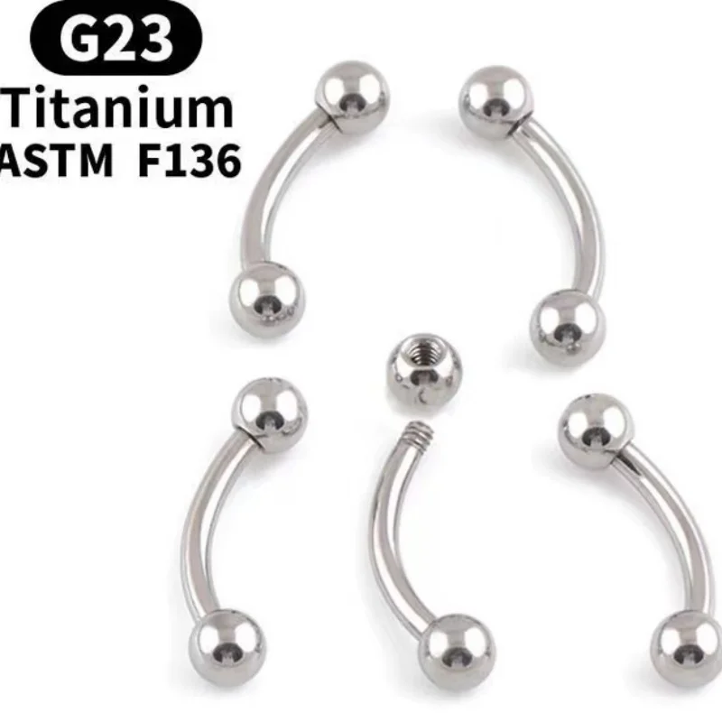 

50pcs Body Piercing Jewelry - G23 Titanium ASTM F136 Tongue Snake Eye Labret Piercing Long Bar Curved 16G Ear Piercing Jewelry