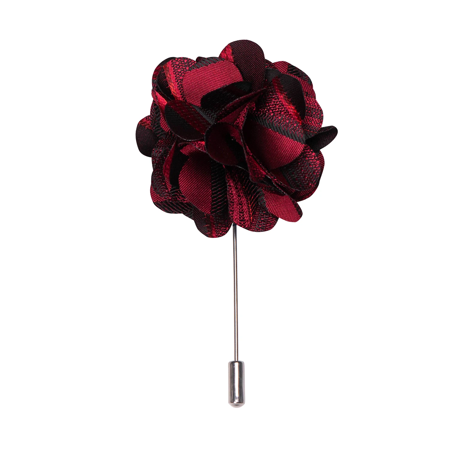 Weinrote gestreifte Seidenkrawatte für Herren, Einstecktuch, Anstecknadel, Manschettenknöpfe, Krawattenklammer-Set, Designer-Krawatte für Hochzeiten, Geschäftsfeiern und Events. – Detail 3