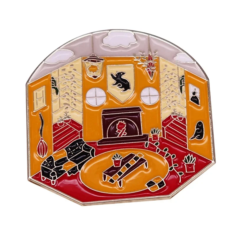 بروش كرتوني سحري رائع من المينا، شارة معدنية للمنزل السحري، ملحقات حقيبة الظهر، شارة دبوس #5