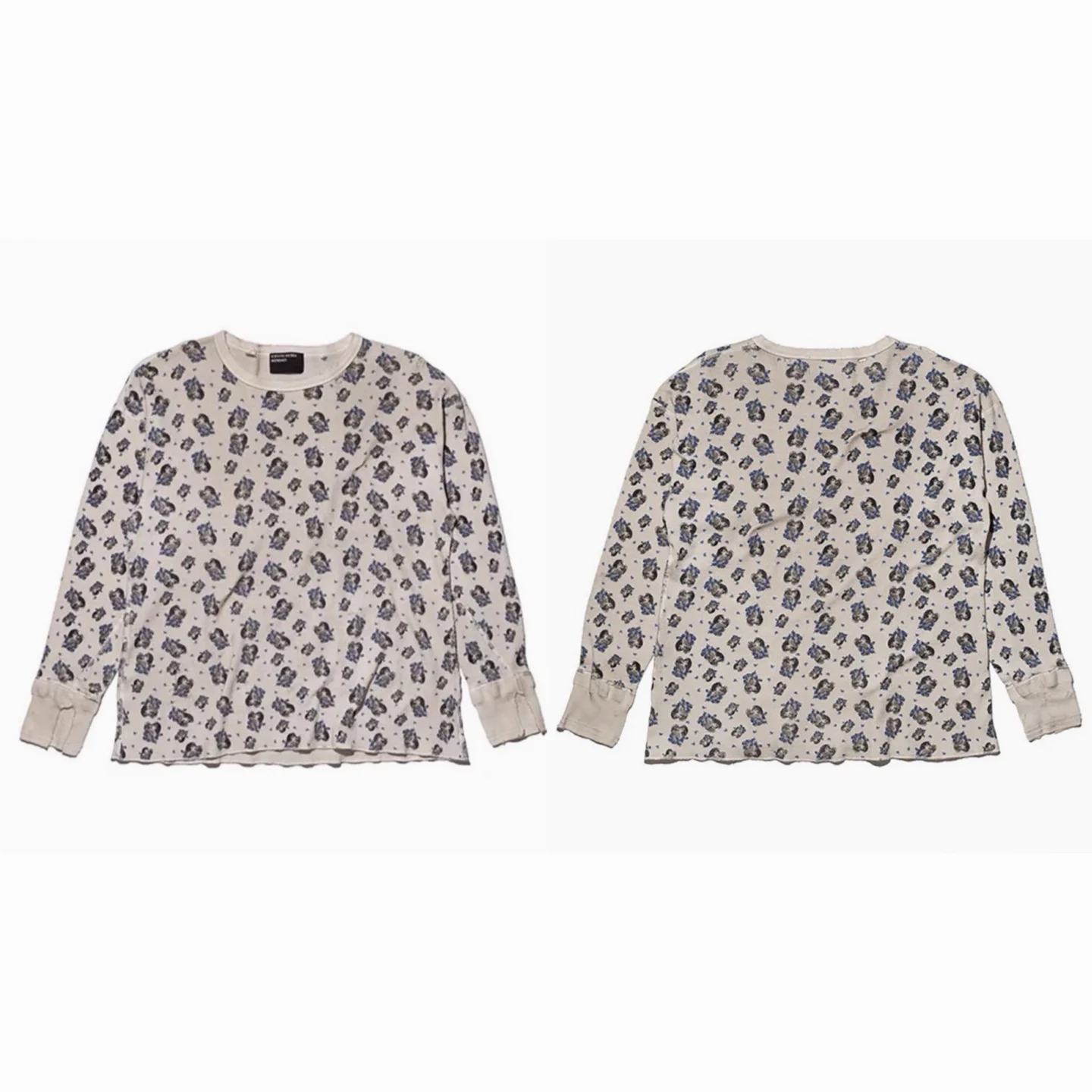 Unisex All Over Heart Jacquard Pure Cotton Long Sleeve Pullover Oversized Loose Casual Daily Outer Top