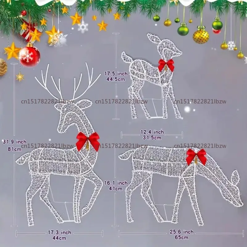 3pcs Lighted Deer Reindeer Family Lighted Deer Christmas Decor With Led Lights Light Up Bucks Doe And Fawn Indoor Outdoor