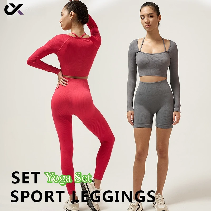 秋と冬のデイリーフィットネス女性用快適な無地スポーツトップ速乾性ヒップリフティングショーツシームレススポーツヨガセット