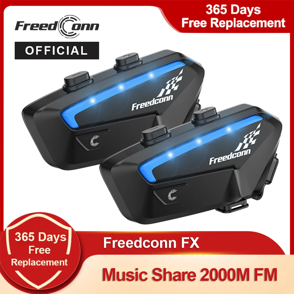 Freedconn Bluetooth Motorcycle Intercom Wireless Helmet Headset FM Radio Commutator Music Share Headphone Audio