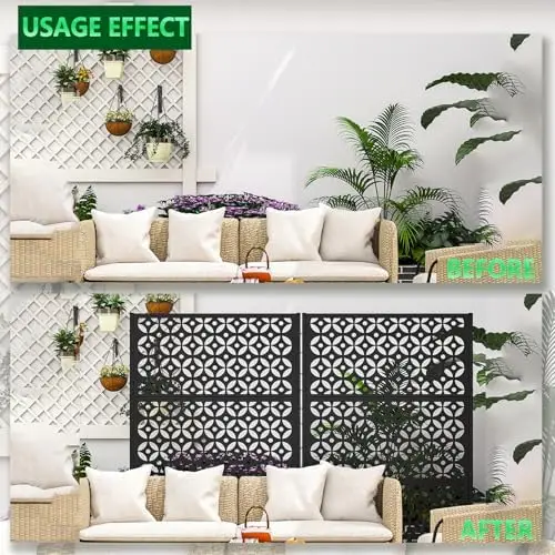 Metal Outdoor Privacy Screen Freestanding Privacy Screens,72" H x 46" W Patio Decorative Metal Fence Panels with Sturdy view 5