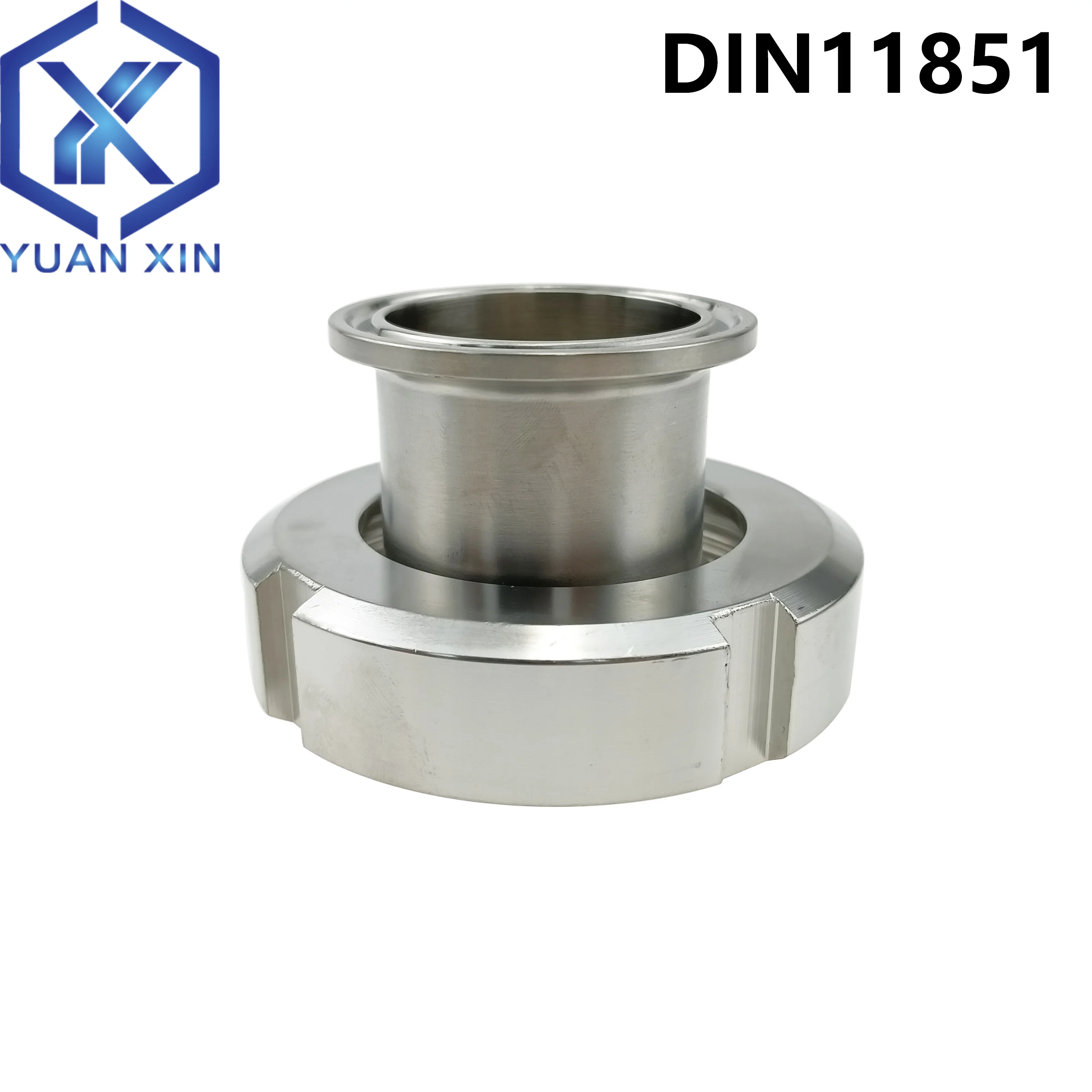 DIN11851 Union Nut to Tri-Clamp Adapter, from Union Nut to Clamp DN15 DN20~DN65 DN Welding Liner & Nut Adapter, Stainless Steel