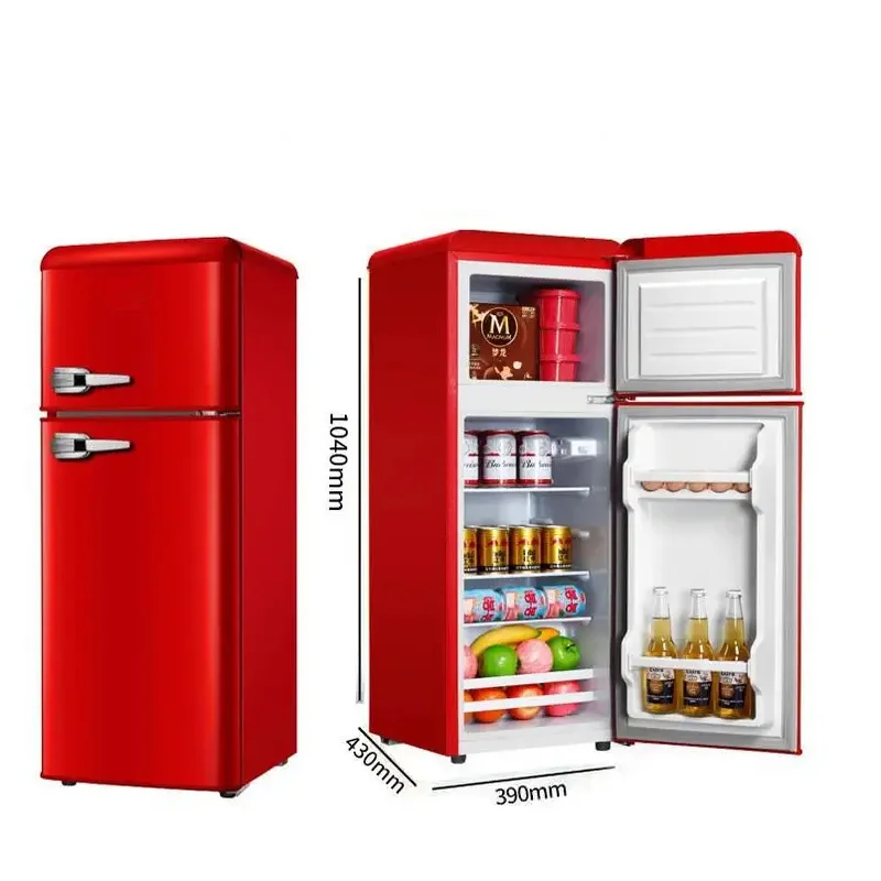 L Double Door Retro Upright r Bottom Refrigerator Top-r Home Hotel Office Use