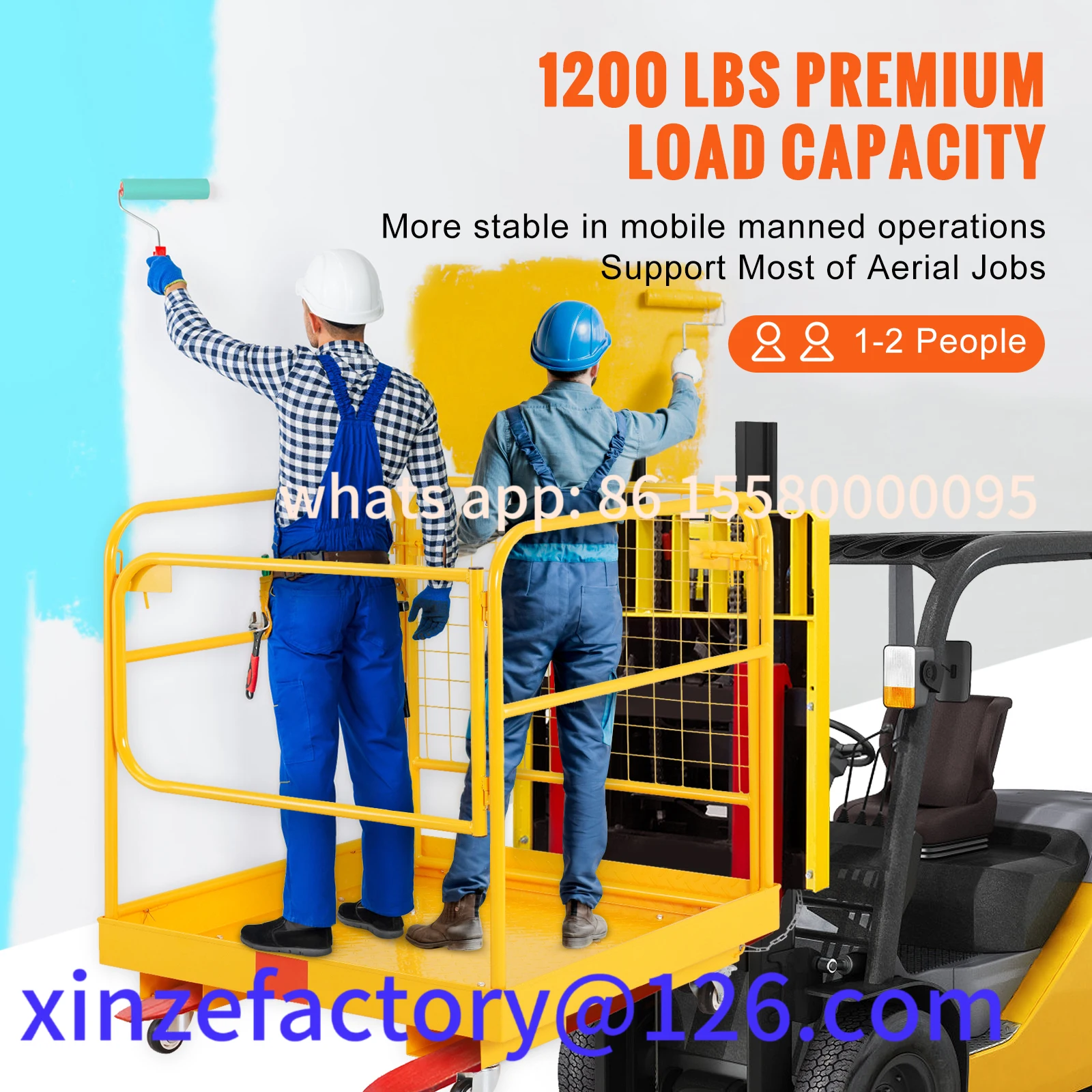 Plataforma de seguridad plegable personalizable de la jaula de seguridad del carretilla elevadora de 1200 libras con las ruedas giratorias bloqueables