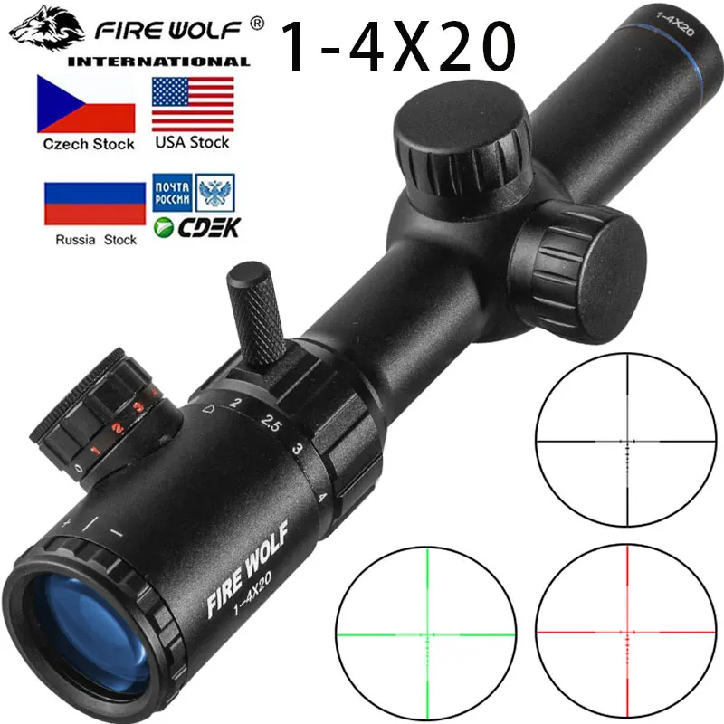 

1-4x20 Rifle scope Green Red Illuminated Riflescope Range Finder Reticle Caza Rifle scope Air Rifle optical Sight Hunting