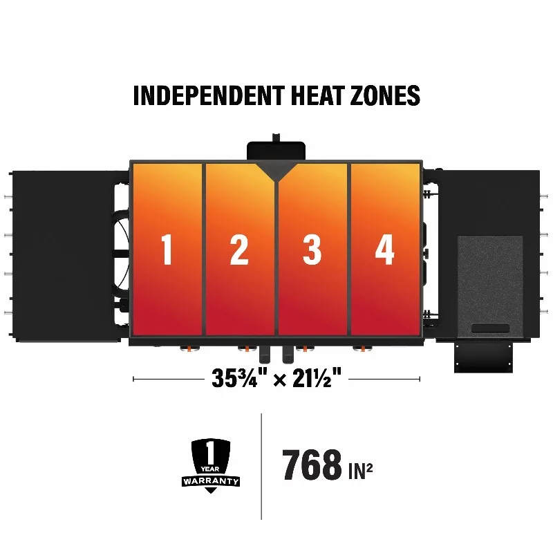 شواية بلاكستون الأصلية ذات 4 شعلات مقاس 36 بوصة من البروبان أومنيفور للاستخدام الخارجي مع غطاء محرك السيارة وأرفف جانبية قابلة للطي