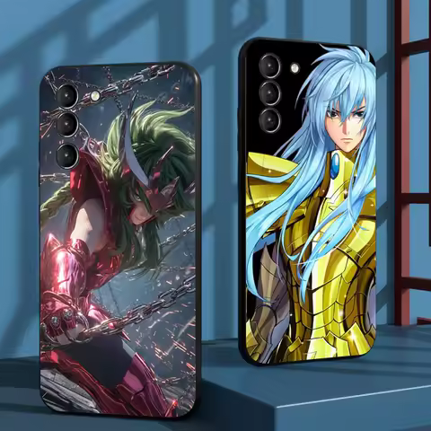 Classic saint seiya cool anime design Phone Case For Samsung Galaxy S25 S24 S23 S22 S21 S20 Plus Ultra Note20 Limited Soft Black