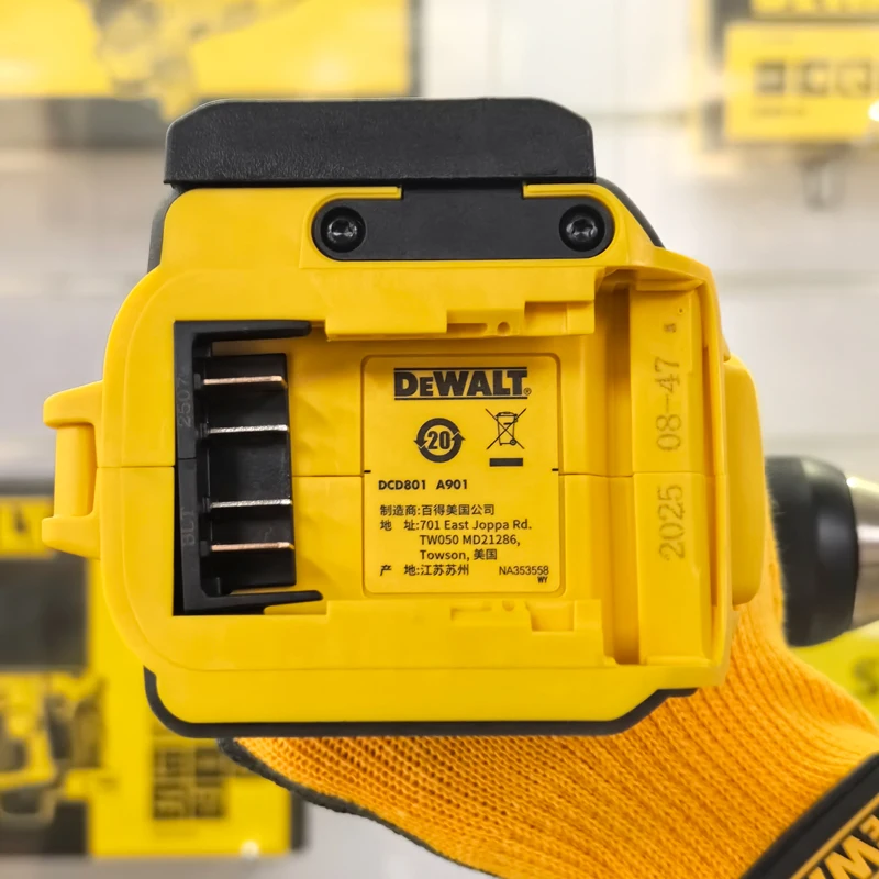 Dewalt DCD801 Batterijkit Accuboormachine 20V Borstelloze Motor Elektrische Boor Schroevendraaier Huishoudelijk Oplaadbaar Elektrisch Gereedschap