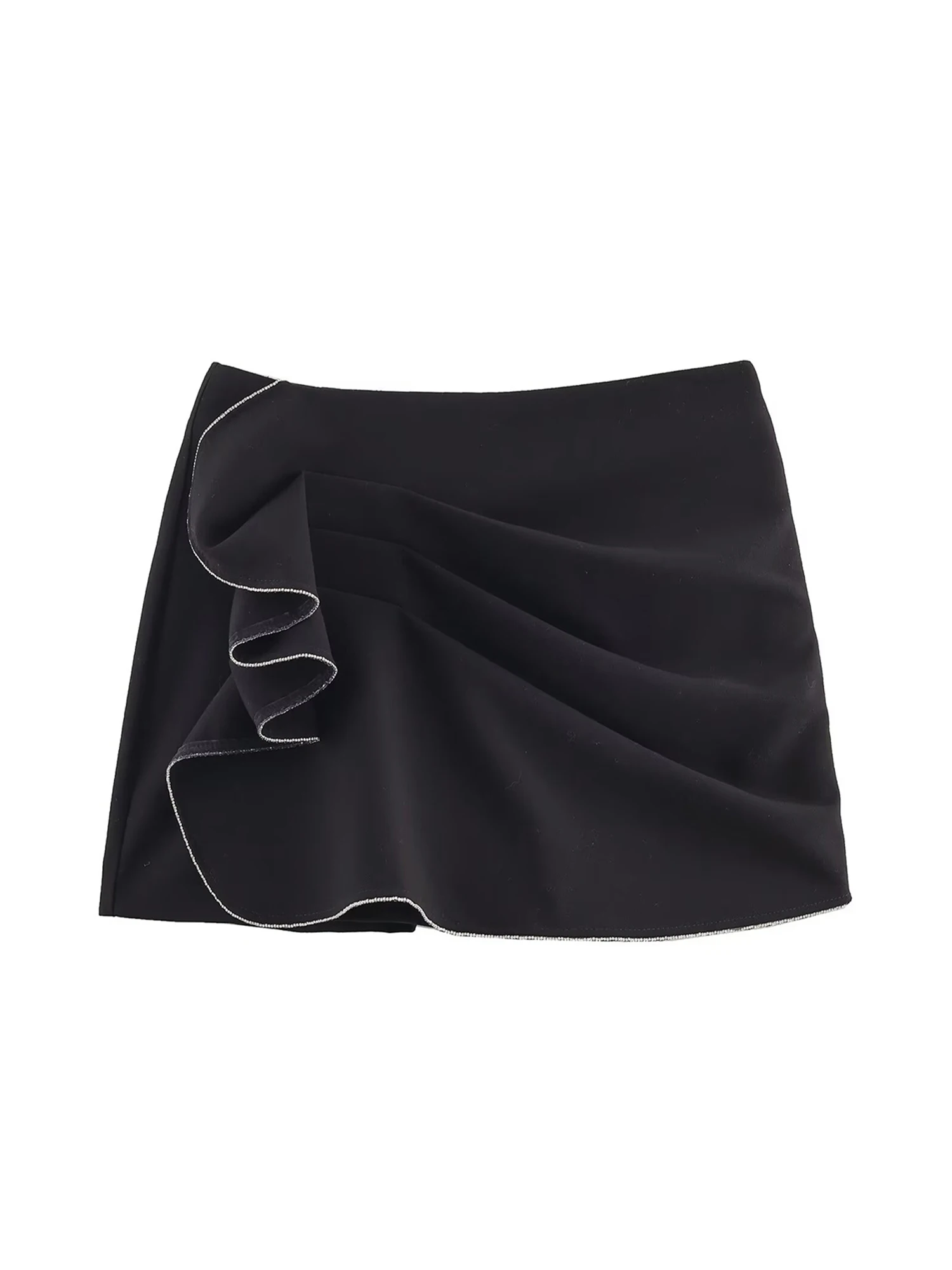 Women's Black Gothic Mini Skirt Vintage Aesthetic Y2k Gyaru A-line Skirt Harajuku Low Waist Shorts Skirts 2000s Clothes Summer