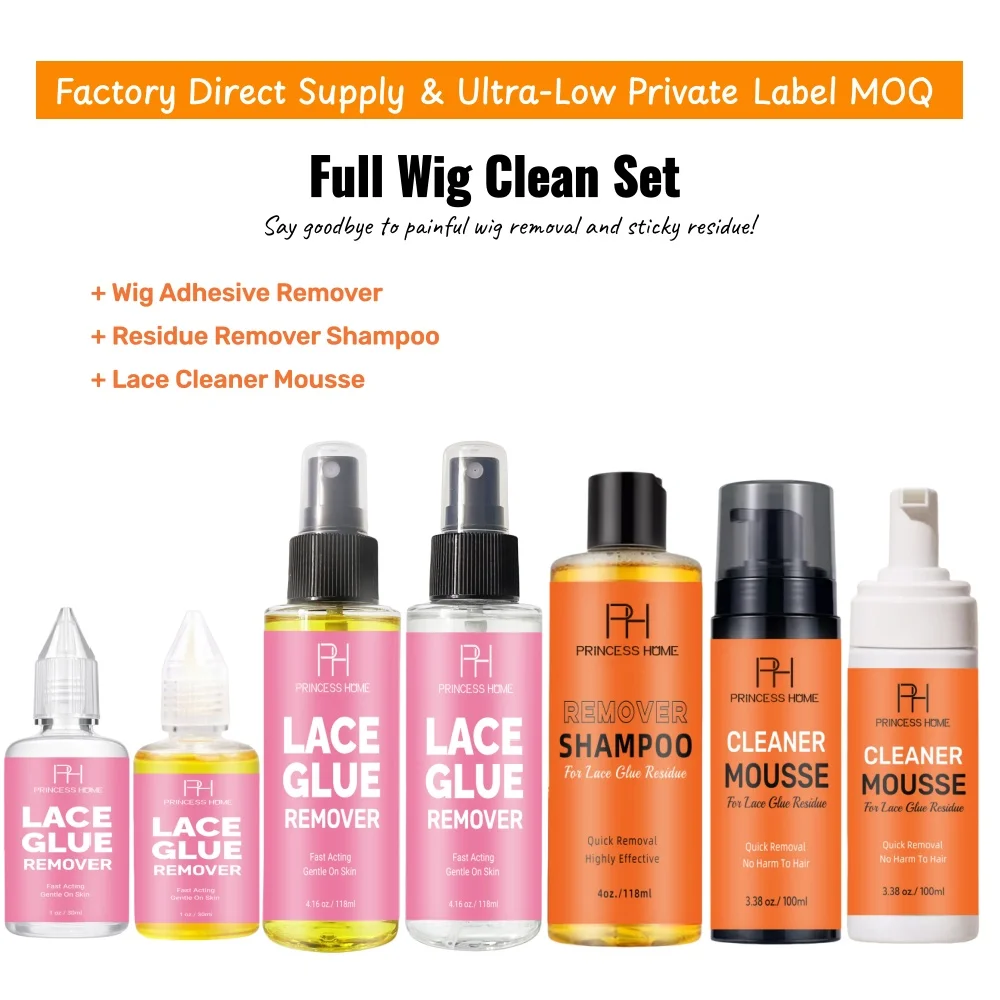 Perückenkleber-Entferner Rückstandsreiniger Shampoo Spitzenreiniger Schaum Rückstandsfreies Komplett-Entfernungsset für Lace-Front-Perücken Haarsysteme – Detail 1