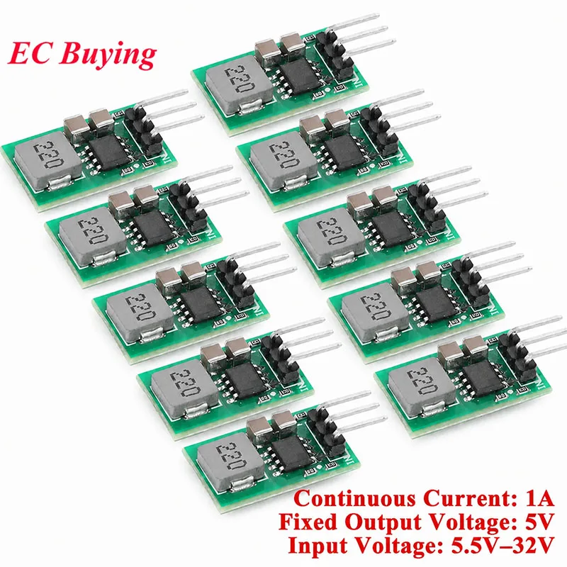 50pcs/1pc DC-DC Step Down Buck Converter Board Power Module 1A 5.5V-32V Synchronous Rectifier Voltage Regulator Replace LM7805