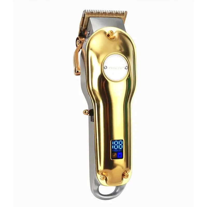 Men's Professional Hair Fader Haircut LCD Digital Display Full Metal Electric Push Scissor, Barber Shop Rechargeable