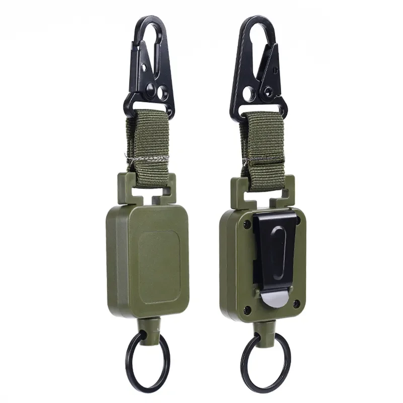 High Quality Steel Wire Keychain Holder Multi-purpose Tactical Backpack Hooks Retractable Badge Reels Outdoor Accessories