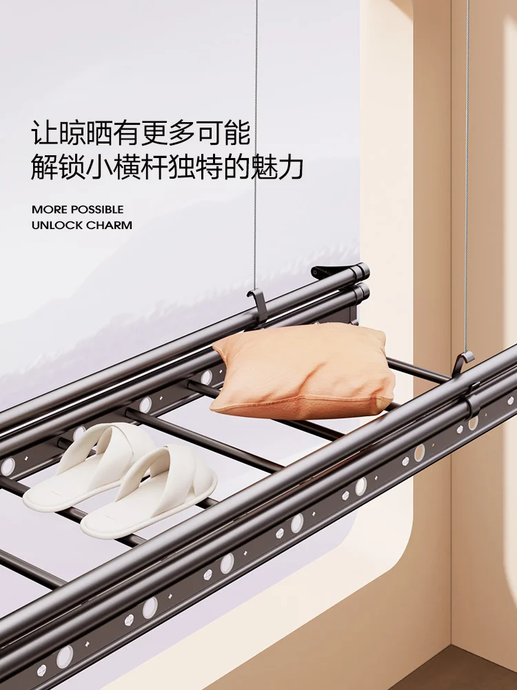 Hand lift drying rack Household indoor manual  rack Double rod automatic top loading  rack Clothes drying artifact