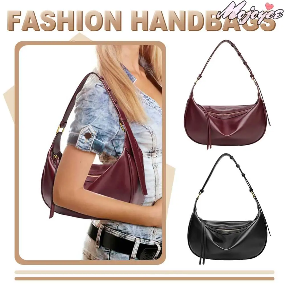 

Women PU Shoulder Bag Fashion Underarm Bag Large Capacity Stylish Dumpling Tote Solid Color Soft Carrying Bag Outdoor Travel Bag