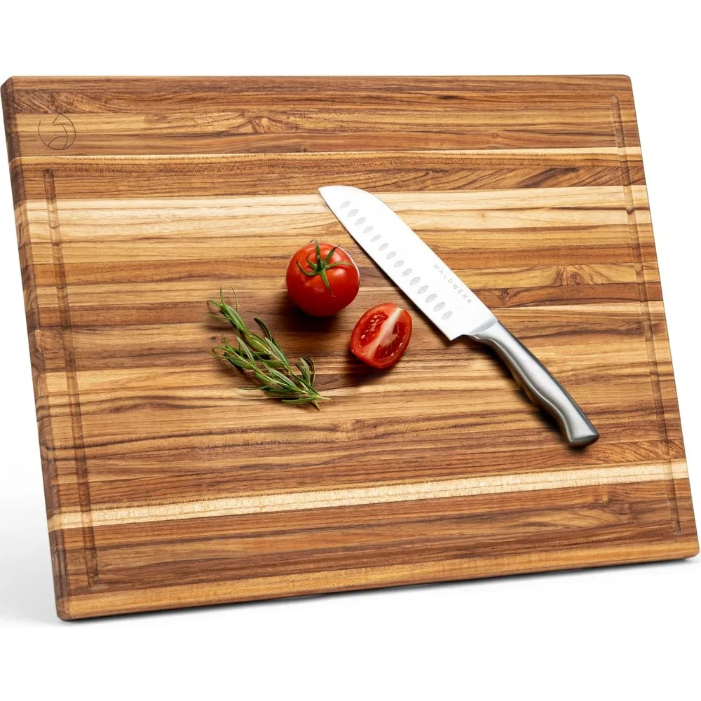 

Large Teak Wood Cutting Board 24x18x1.2 - Extra Large Solid Teak Chopping Board