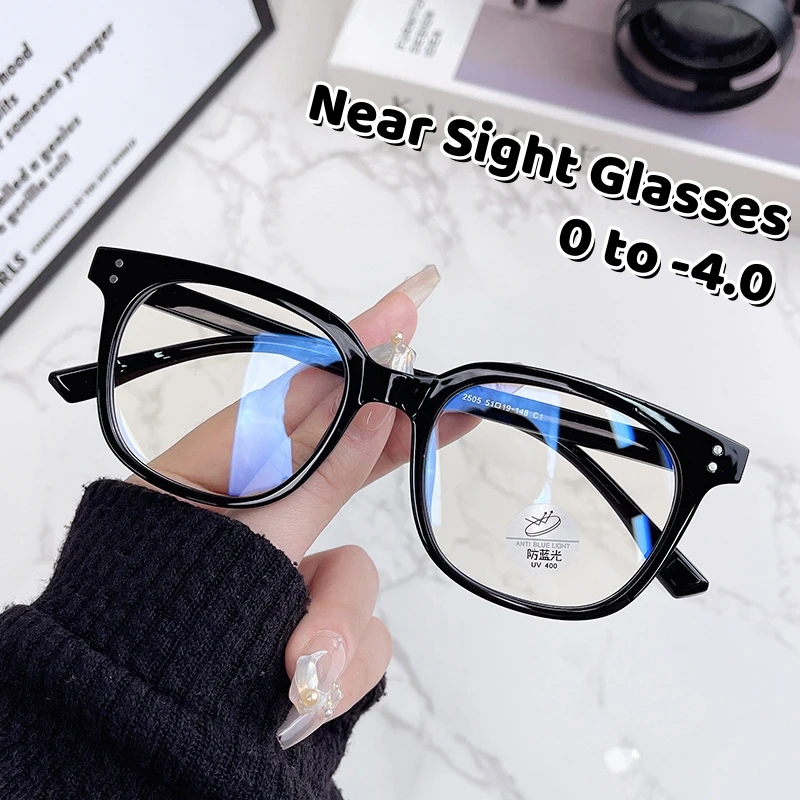 

Personality Female Large Frame Short Sight Glasses Black Frame Myopia Glasses Anti-blue Light Anti-radiation Near Sight Glasses