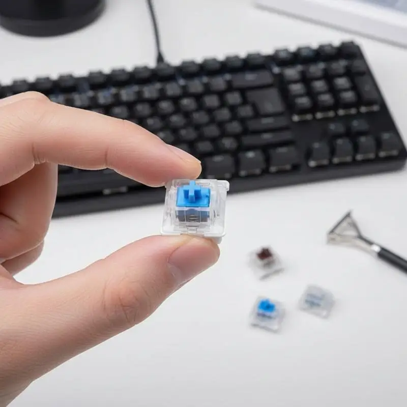 Interruptores de Teclado Mecânico com Feedback Tátil e Extrator de Switches para Montagem de Teclados Mecânicos, Jogos e Digitação