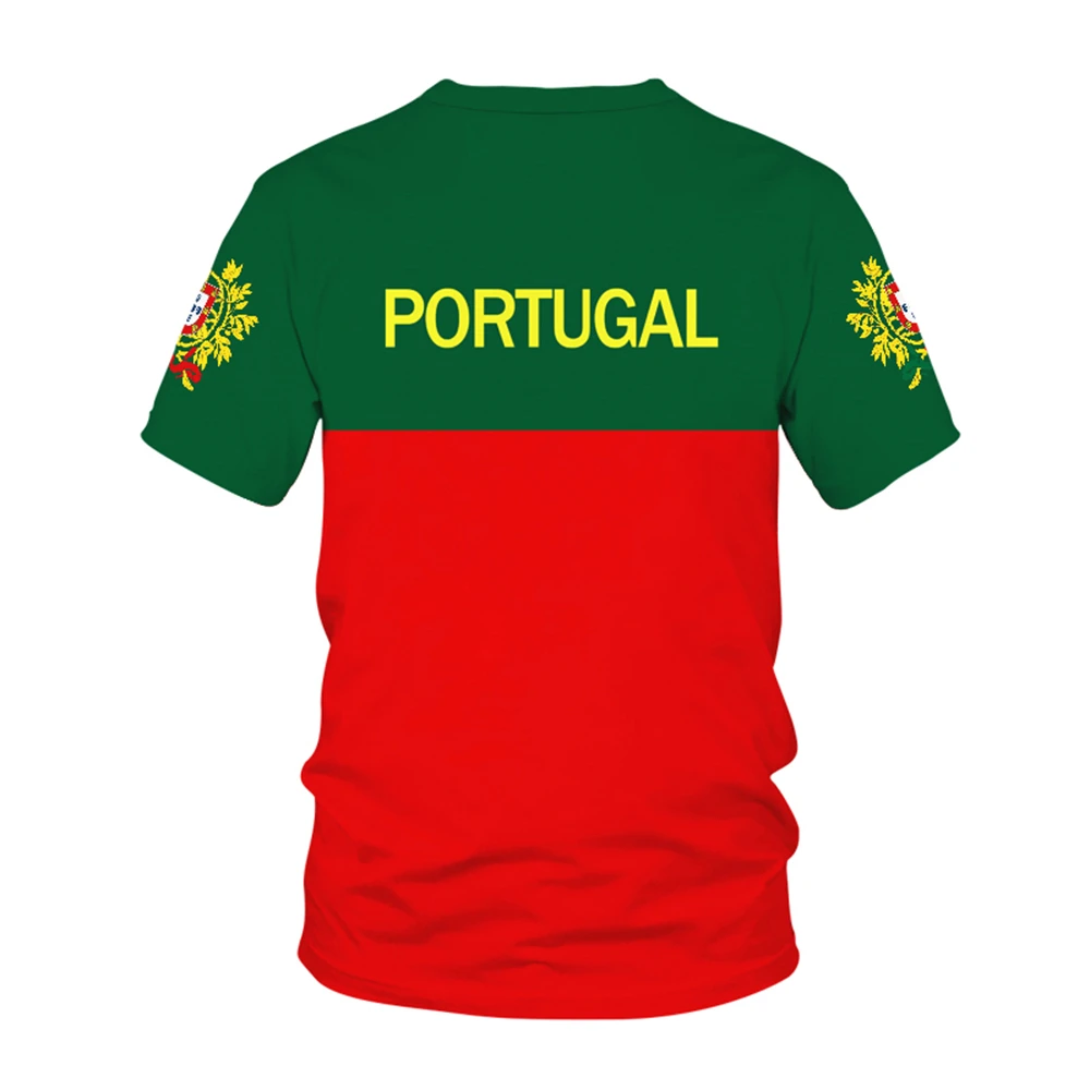 Portugal National Flag Pattern T-shirt Men\'s Hot-selling New Summer Women\'s Short-sleeved T-shirt Top Shirt Children\'s 3D