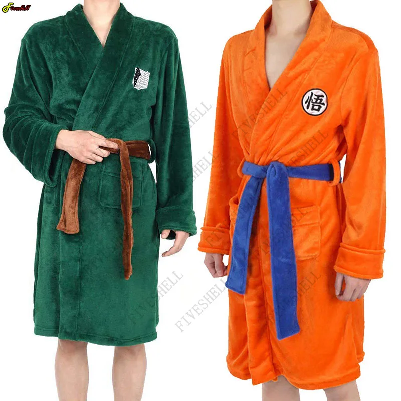 New Anime Cosplay Bathrobe For Man Women Long Sleeve Flannel Soft Warm Nightgown Casual Homewear Cosplay