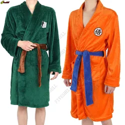 New Anime Cosplay Bathrobe For Man Women Long Sleeve Flannel Soft Warm Nightgown Casual Homewear Cosplay