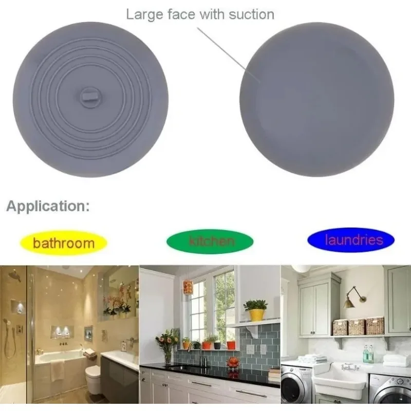 4 Inches Large Silicone Drain Plug Hair Stopper Flat Suction Cover Tub Stopper Leakage-proof Drain Cover Bathroom Accessories