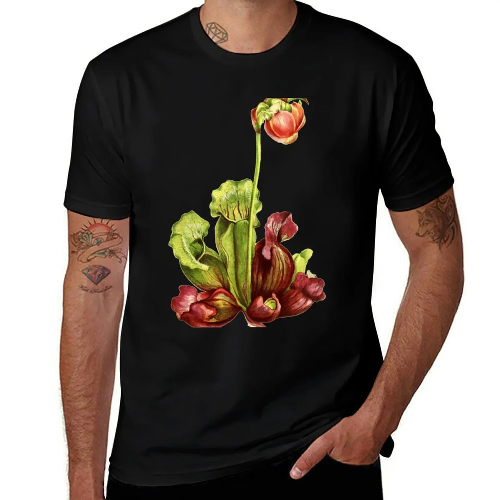 

Sarracenia purpurea - The Purple Pitcher Plant T-Shirt man t shirt cotton men t shirt cotton 100% T-shirt