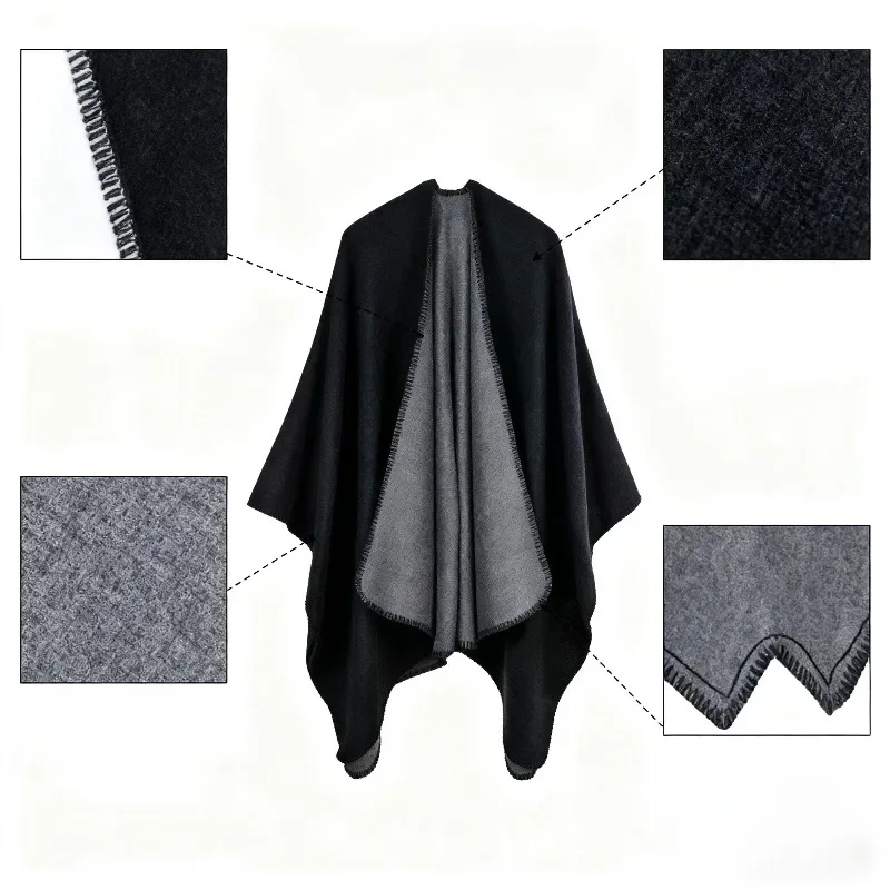 معطف صوفي مزدوج الجوانب مع خياطة متباينة، ملابس خارجية دافئة وأنيقة للخريف والشتاء #1