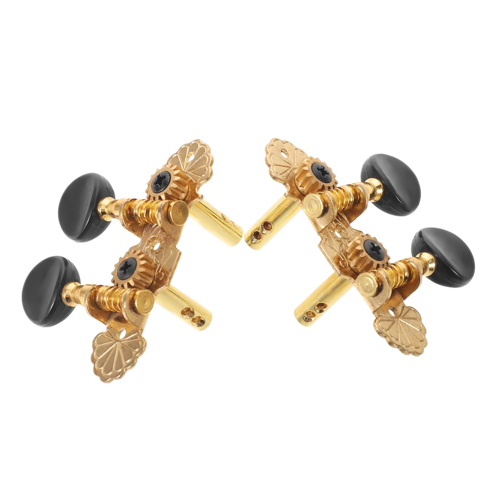 1Set Vintage Brass Ukulele Tuning Peg Knobs with Dual-Hole Mounting for Soprano Baritone Acoustic Guitar Classical Tuner
