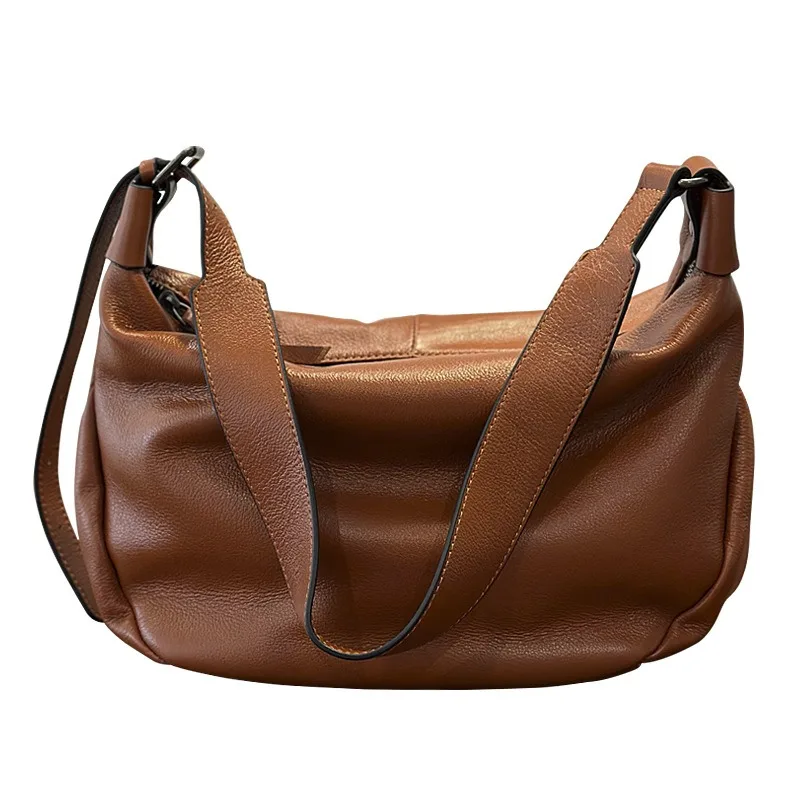Vintage Shoulder Bag for Women Genuine Leather Top Grain Leather Adjustable Strap Large Capacity Luxury Handbag Elegant Work