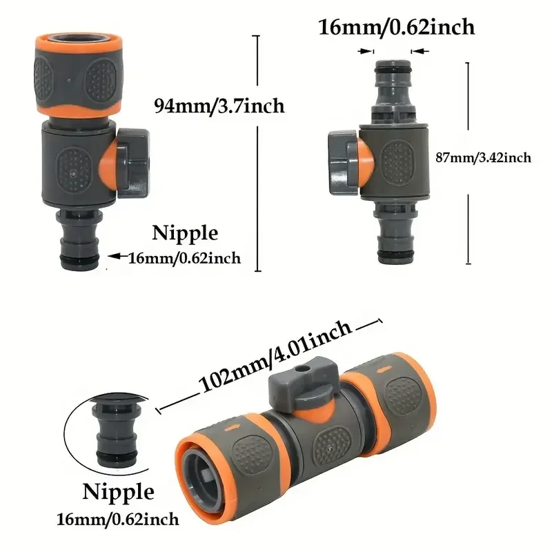 16mm quick-connect garden hose valve for drip irrigation systems waterstop coupling adapter high-pressure plastic fitting compat