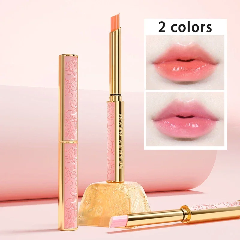 Heallor Honey Peach Magic Color Lipstick Temperature Lip Balm Moisturizing Nourishing Long Lasting Smooth Natural Brighten Lip M