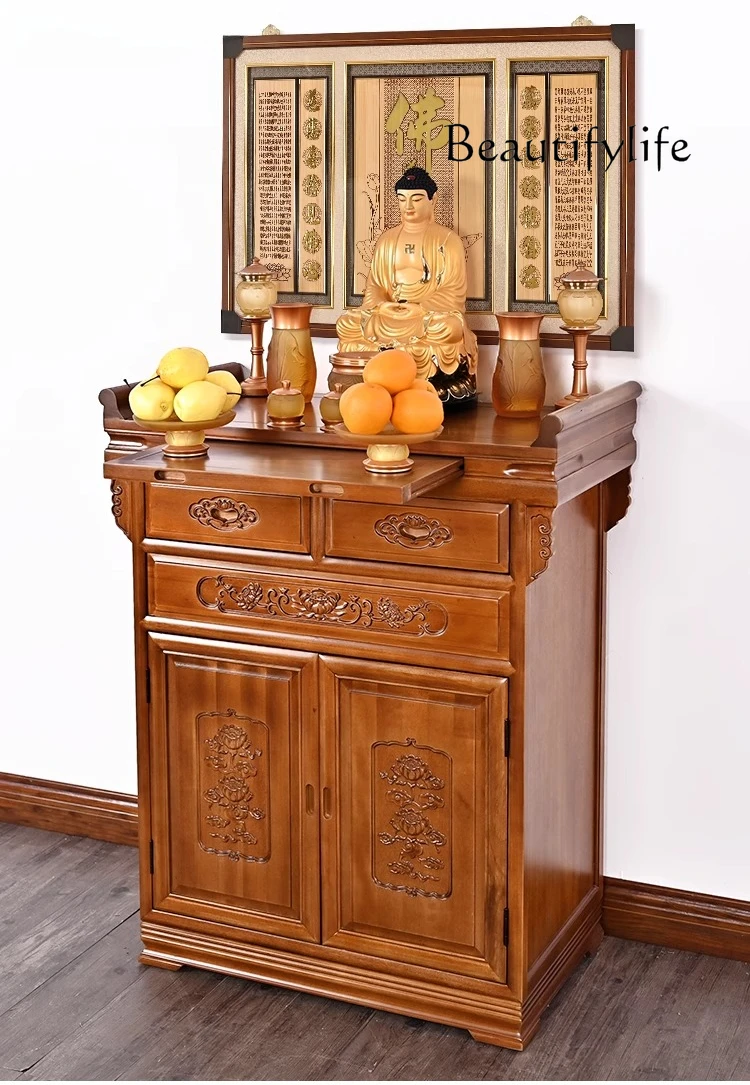 

Red walnut table Buddha cabinet Household table Living room desk Simple and economical table pull cabinet