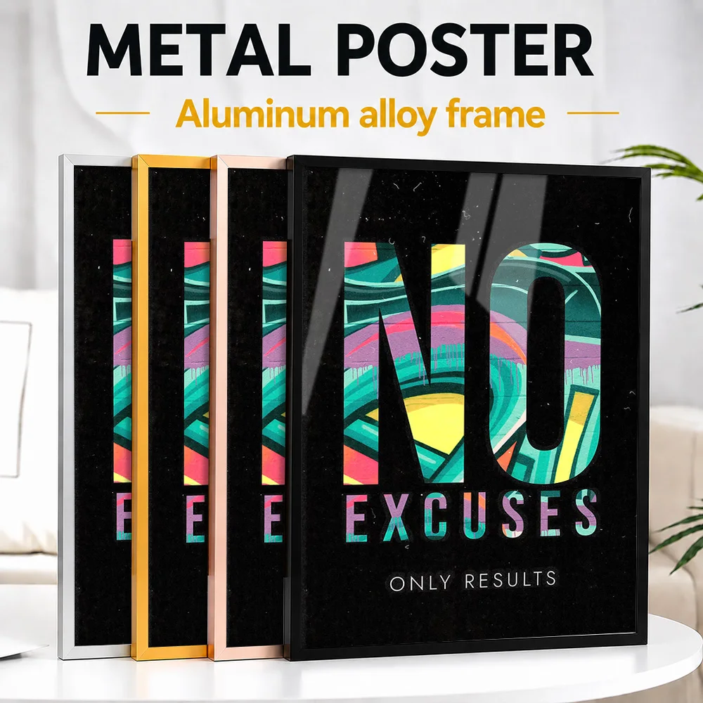 No Excuses Only Results Framed Metal Print Customized Bold Typography Wall Art Perfect Within Home Office As Business Owners