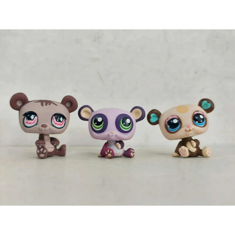 

3pcs/lot LPS Figure Brown Purple Yellow Bear #1305#1495 Littlest Pet Shop Kid Toy