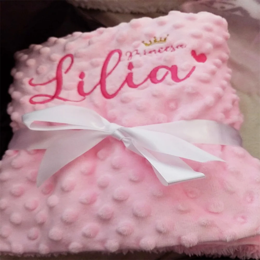 Manta de Lana personalizada con nombre para bebé recién nacido, cuna, cama, cochecito, regalo de cumpleaños para niños